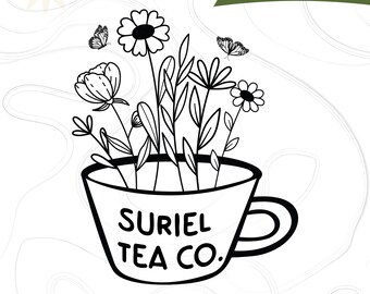 Vintage Suriel Tea Co PNG, ACOTAR Png, The Night Court Design, Feyre And Rhysand Png, Velaris Png, Bookworm Png, Spill The Tea Png