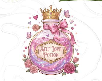 Self Love Potion Valentine PNG, Preppy Valentine's Day Png, Coquette Hearts Trendy Shirt Design, Digital Download