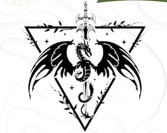 Fantasie PNG, ontwerp met draak en zwaard, citaat van fantasyboekenliefhebber, leesgrage Battle Art, romantiek digitale download, leesgrage fantasy-png