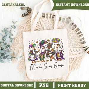 Ganso tonto de Mardi Gras PNG, Sublimación de carnaval estilo coqueta, Descarga digital del Martes de Carnaval, Clipart de animales festivos imagen 4