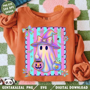 Adretter Kokette irisierender Geist Png, Halloween-Shirt Png, Girly Halloween Png, Geist-Kürbis Png, niedlicher Geist Png, Boo Halloween Design
