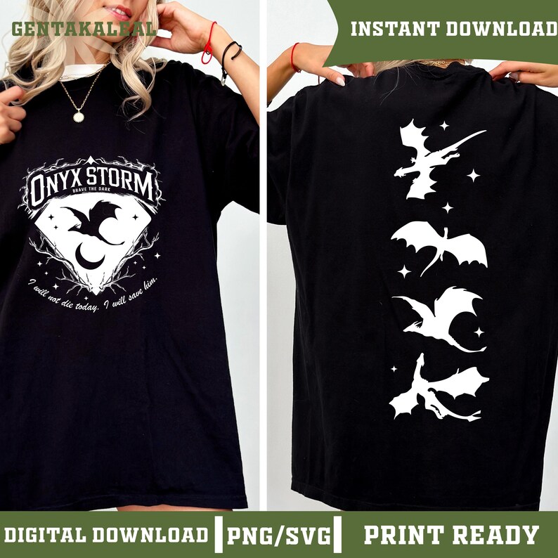 Onyx Storm Brave The Dark SVG PNG, Fourth Wing Series Shirt Design For Fan, Sorrengail Dragon Rider Png, Gift For Book Lover, Fourth Wingg image 3