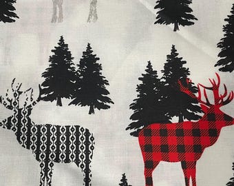 Christmas Pattern Deer 100% Cotton Fabric BTY