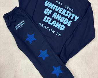 College matching sweat suit- sweatpants & crewneck, tailgate, school spirit, college merch, Rhode Island, Premade, Ready to order