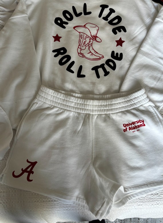 College Sweat suit- shorts & crewneck, tailgate, school spirit, college merch