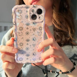 celestial iphone case in lilac and black