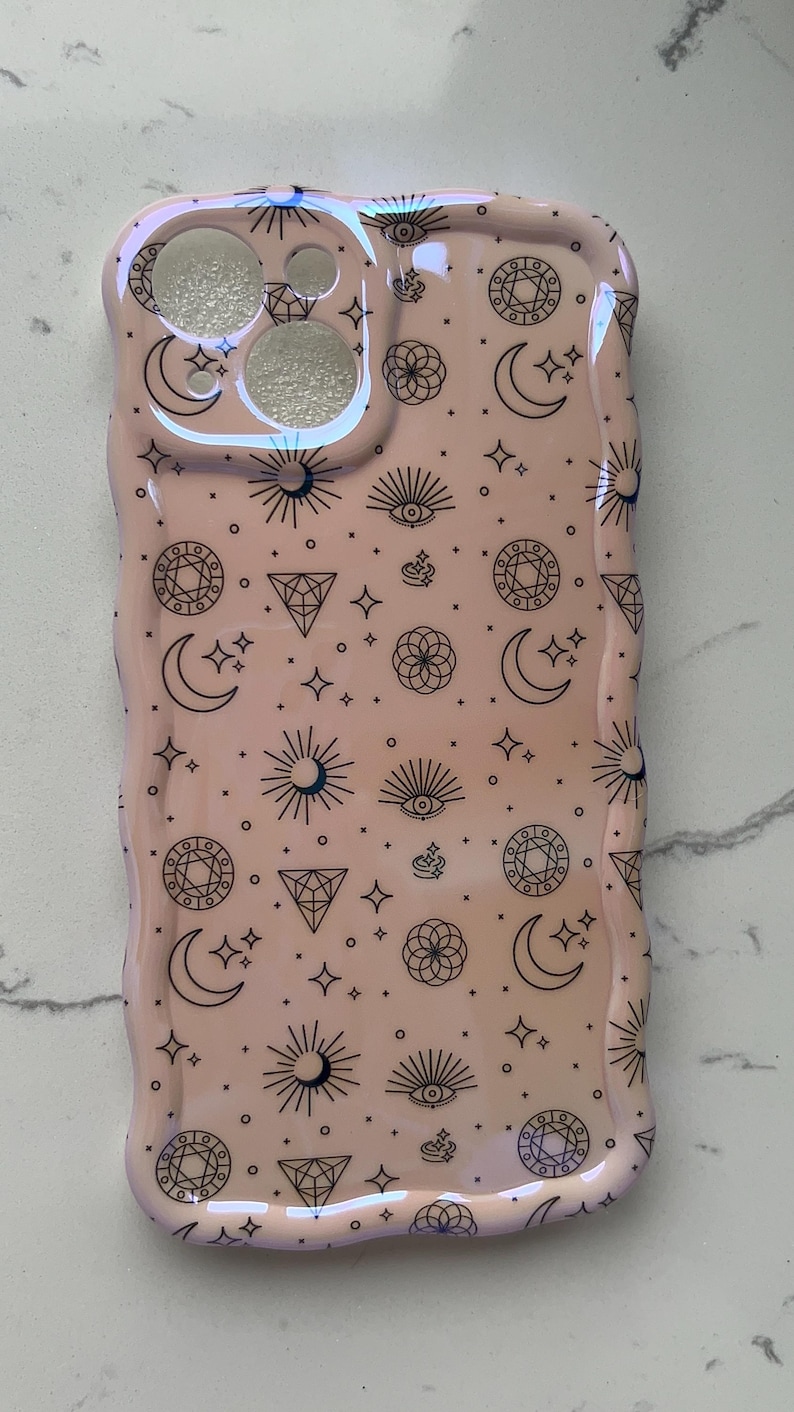 holographic phone case with celestial print