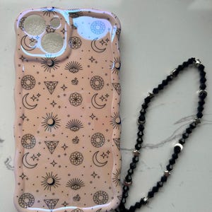celestial phone case and cute phone strap bundle