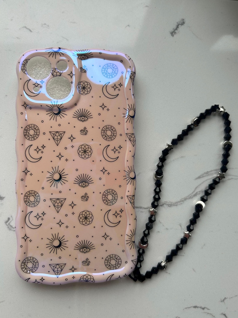 celestial phone case and cute phone strap bundle