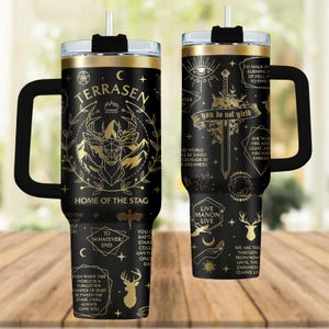 Terrasen Engraved Tumbler 40oz, Throne Of Glass Tumbler Cup, Reading Lover Gift, Book Lover Coffee Tumbler, Tumbler Gifts For Book Love