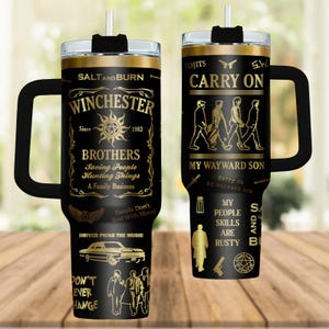 Supernatural Engraved Tumbler 40oz, Dean Winchester Insulated Tumbler, Movie Coffee Tumbler, Winchester Brothers Tumbler, Gift For Fans