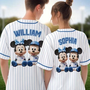 Aangepast Mickey Minnie honkbalshirt, gepersonaliseerd teamnaamshirt, Disney-film tekenfilm honkbalshirt, Disneyland-shirt, Disneyworld