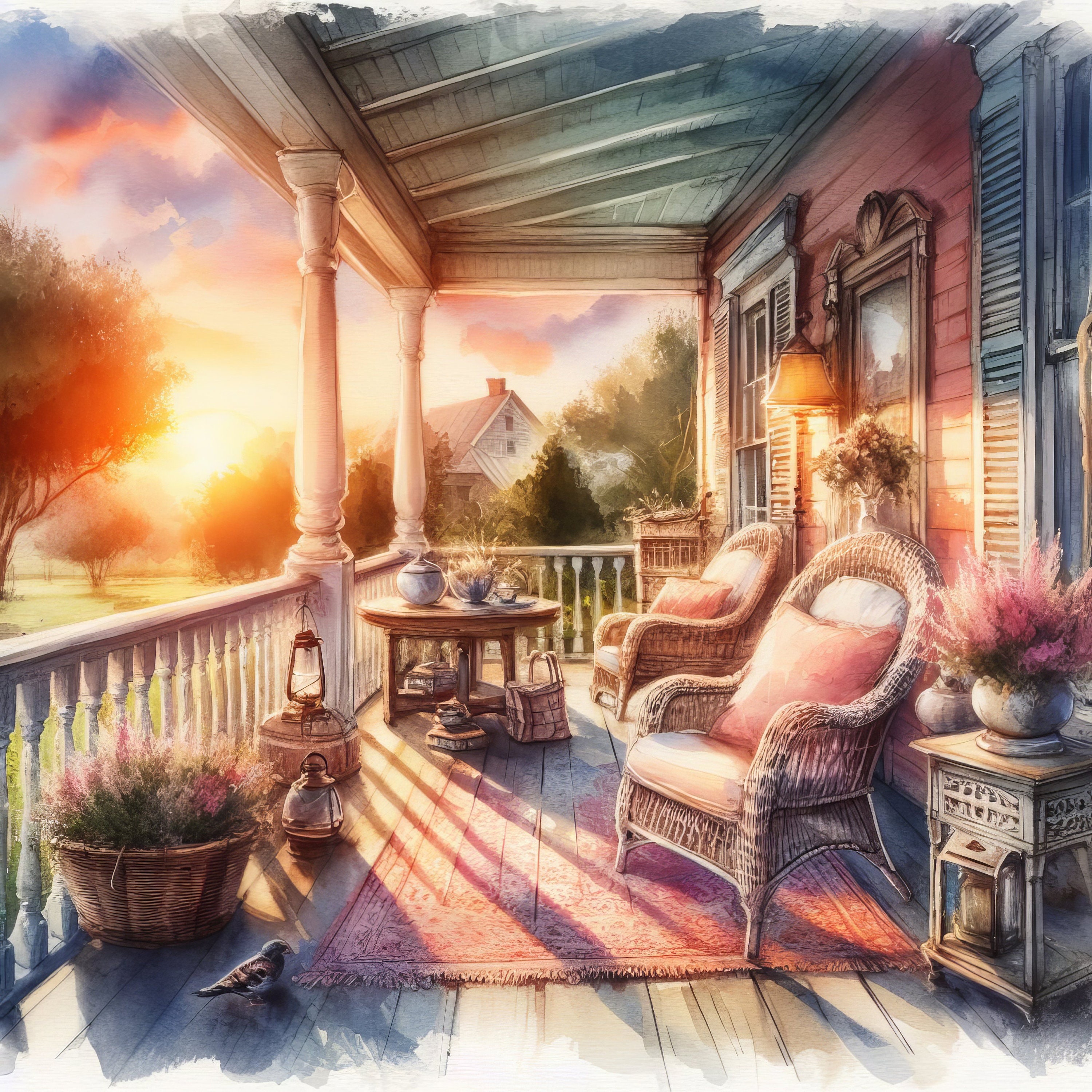 Southern Sunset Porches Shabby Chic, Digital Art, Card Making ...
