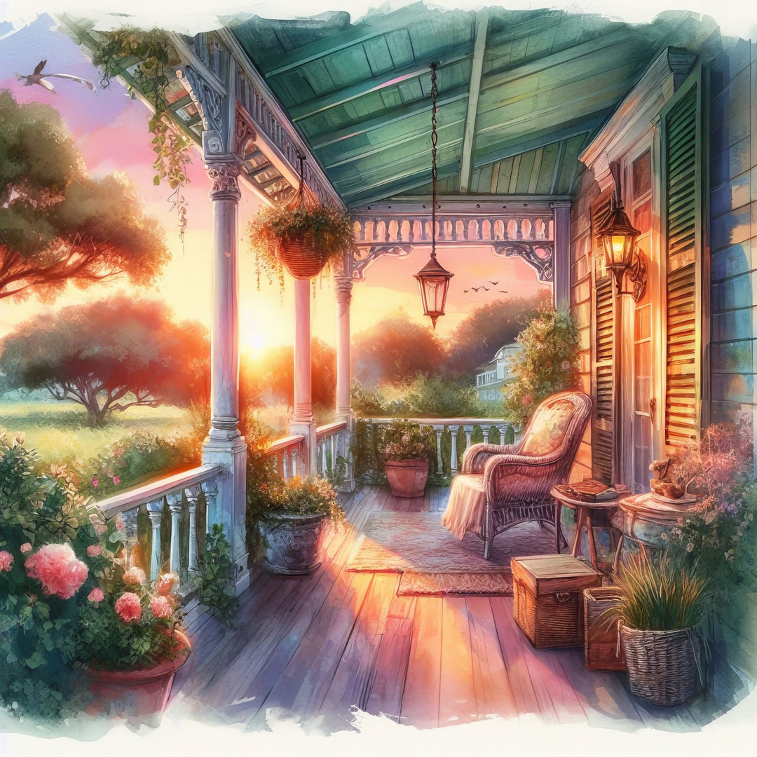 Southern Sunset Porches Shabby Chic, Digital Art, Card Making ...
