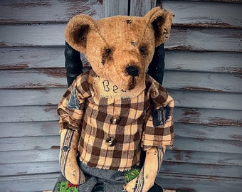 MUSTARD SEED ORIGINALS-Primitive Bears-Bear-Handmade Bear-Collectible Bear-Teddy Bears-Vintage Bear-Bear Collector-Artist Bear-Dolls-Prim