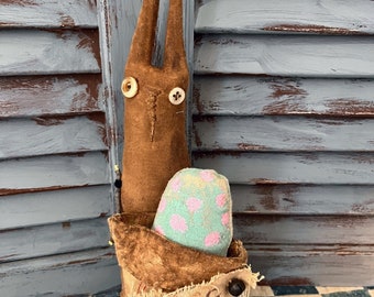 MUSTARD SEED ORIGINALS-Primitive Rabbit Doll-Easter Eggs-Bunny Doll-Primitive Bunny-Rabbit Doll-Collectible Rabbit Doll-Collectible Bunny