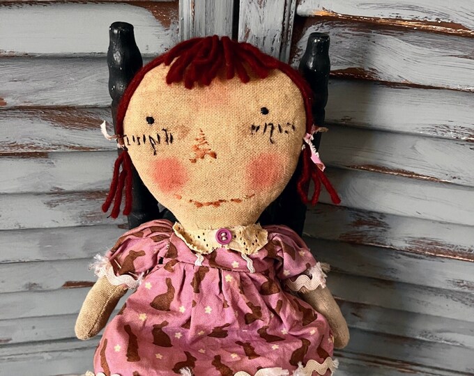 MUSTARD SEED Originals-primitive Rabbit Doll-primitive Raggedy Ann Doll ...
