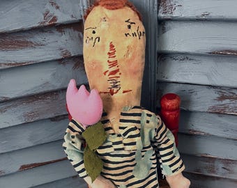 MUSTARD SEED ORIGINALS-Vintage-Raggedy Andy-Rabbit-Bunnies-Tulip-Ooak