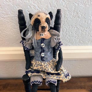 MUSTARD SEED ORIGINALS-Primitive Panda Bear-Bear-Panda-Blue