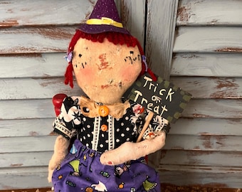 MUSTARD SEED ORIGINALS-Primitive-Halloween-Trick or Treat-Raggedy Ann-Doll