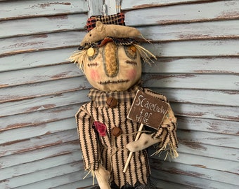 MUSTARD SEED ORIGINALS-Primitive Scarecrow-Primitive Scarecrow Doll-Scarecrow Doll-Handmade Scarecrow Doll-Handmade Scarecrow-Primitive Doll