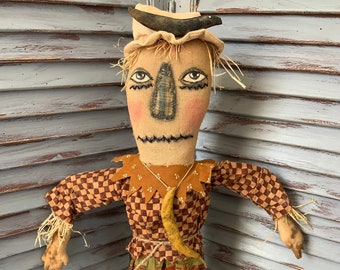 MUSTARD SEED ORIGINALS-Primitive Doll-Primitive Dolls-Scarecrow-Scarecrow Doll-Standing Scarecrow-Fall-Fall Home Decor-Collectibles-Art Doll