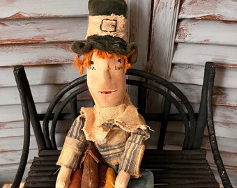MUSTARD SEED ORIGINALS-Primitive Pilgrim Doll-Pilgrim Doll-Collectible Dolls-Handmade Pilgrim Doll-Thanksgiving Pilgrim-Fall Dolls-Pilgrims