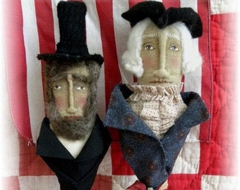 MUSTARD SEED ORIGINALS, Primitive Pattern, George Washington Pattern, Abe Lincoln Doll Pattern, Americana, Mustard Seed Primitives, Doll