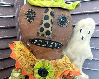 MUSTARD SEED ORIGINALS,, Pattern, Pumpkin Head, Ghost, Primitive Pattern, Halloween, Fall, Autumn, Doll Pattern, Mustard Seed Primitives