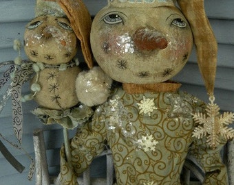 MUSTARD SEED ORIGINALS, Snowman Doll, Primitive Doll Pattern, Snow, Primitive Doll, Primitive Cloth Doll, Mustard, Pattern, Vintage, Doll