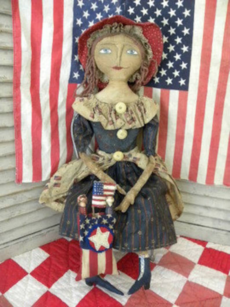 American Doll Pattern Primitive Rag Doll Doll MUSTARD SEED ORIGINALS Primitive Doll Pattern Pattern Americana Mustard Seed Primitives