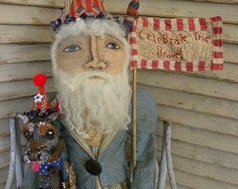 MUSTARD SEED ORIGINALS, Uncle Sam, Primitive Uncle Sam, Primitive Pattern, Uncle Sam Pattern, Doll Pattern, Art Doll, Primitive Pattern