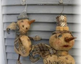 MUSTARD SEED ORIGINALS, Primitive Snowman, Primitive Pattern, Primitive Snowman Pattern, Rag Doll, Folk Art Doll Pattern, Ornament Pattern