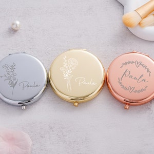 Personalized Luxurious Pocket Mirror For Bridesmaid Gifts,Compact Mirror Gift For Wedding,Pocket Mirror,Bridesmaid Proposal & Wedding Favor image 4