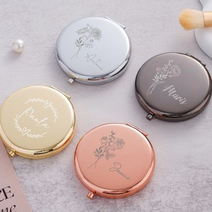 Personalized Luxurious Pocket Mirror For Bridesmaid Gifts,Compact Mirror Gift For Wedding,Pocket Mirror,Bridesmaid Proposal & Wedding Favor image 2