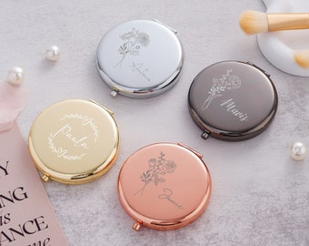 Personalized Compact Mirror Gift For Wedding,Pocket Mirror,Luxurious Pocket Mirror For Bridesmaid Gifts,Bridesmaid Proposal & Wedding Favor