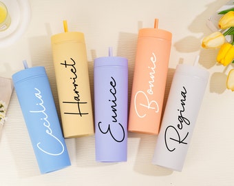 Personalized Bridesmaid Tumbler,Skinny Tumbler with Straw,bridal cup Beach cup,Bridal shower favors,Bridesmaid Gift,Bachelorette Party Gift