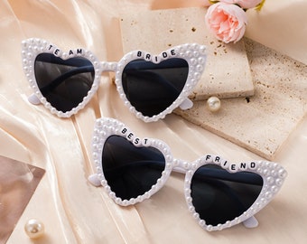 Gafas de perlas personalizadas, gafas de sol de novia para ser, gafas de sol de perlas novia, gafas de sol de novia, accesorios de boda de pedrería, despedida de soltera