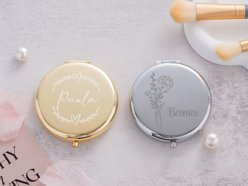 Personalized Luxurious Pocket Mirror For Bridesmaid Gifts,Compact Mirror Gift For Wedding,Pocket Mirror,Bridesmaid Proposal & Wedding Favor image 6