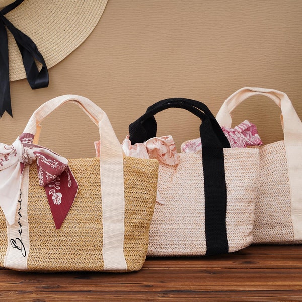 Personalized Beach Tote Bag,Bridesmaid Beach straw bags,Burlap Tote Bag With Name,Bridesmaid Tote Bag,Wedding Gift Bag,Bridal Party Gift