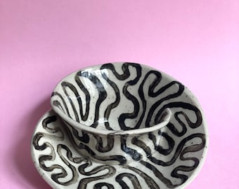 Small Swirl Bowl for Jewellery or Decoration - Black Maze