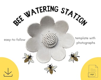 Bee Watering Station Template Flower DIY Ceramics Stencil Pottery Crafts ENGLISH