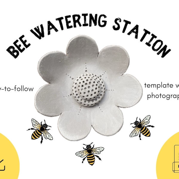 Bee Watering Station Template Flower DIY Ceramics Stencil Pottery Crafts ENGLISH
