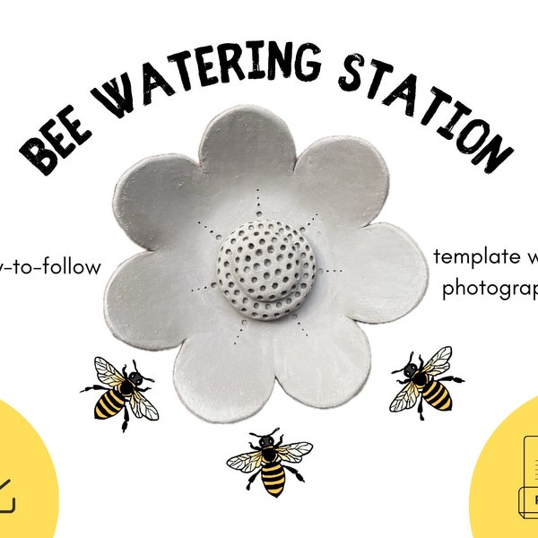 Modèle de station d'arrosage pour abeilles, pochoir en céramique, bricolage de fleurs, artisanat de poterie, anglais
