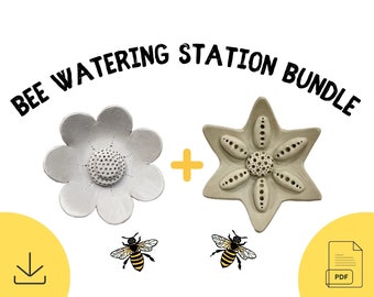 Bundle of two Bee Watering Station Templates DIY Ceramics Stencil Pottery Crafts ENGLISH