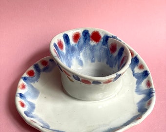 Small Swirl Bowl for Jewellery or Decoration - Blue and Red
