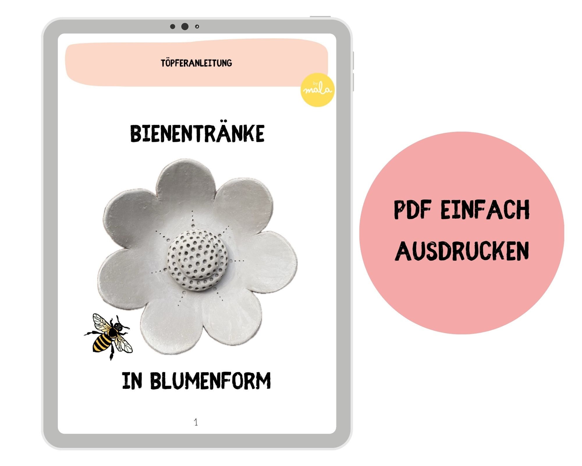 Produktbild von Bienentränke Keramik Blütenförmig Mit Erdspieß – Für Bienen, Schmetterlinge & Bestäuber (Rot/Gelb/Blau/Rosa)