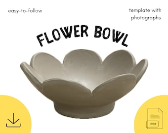 Flower Bowl Template DIY Ceramics Stencil Pottery Crafts ENGLISH