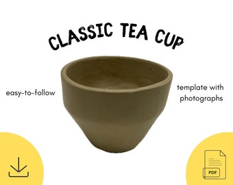 Classic Tea Cup Template DIY Ceramics Stencil Pottery Crafts ENGLISH