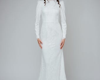 In Stock: Elegant Modest Wedding Dress / Bridal Gown! Lilac by Unique Modest Bridal